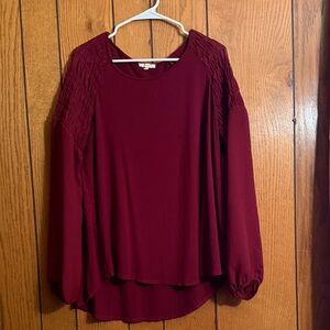 Maurices Maroon Blouse with Long Sleeves